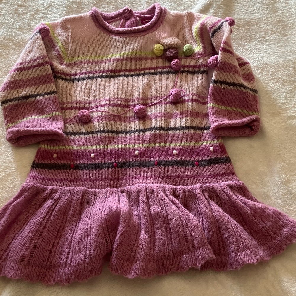 Deux par Deux Pink Striped Knit Dress
